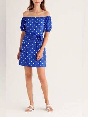 Lilly Pulitzer Jada Polka Dot Off the Shoulder Romper , sz : 8